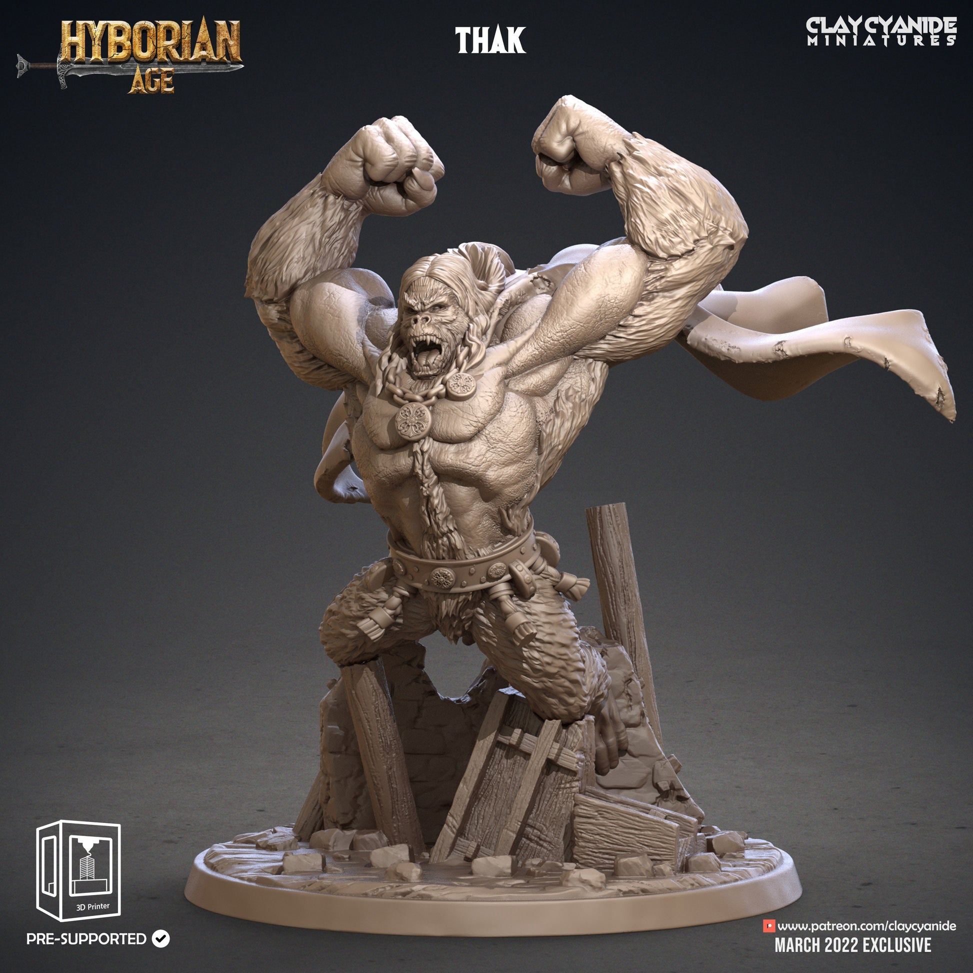 Thak - Clay Cyanide Printed Miniature | Dungeons & Dragons | Pathfinder | Tabletop