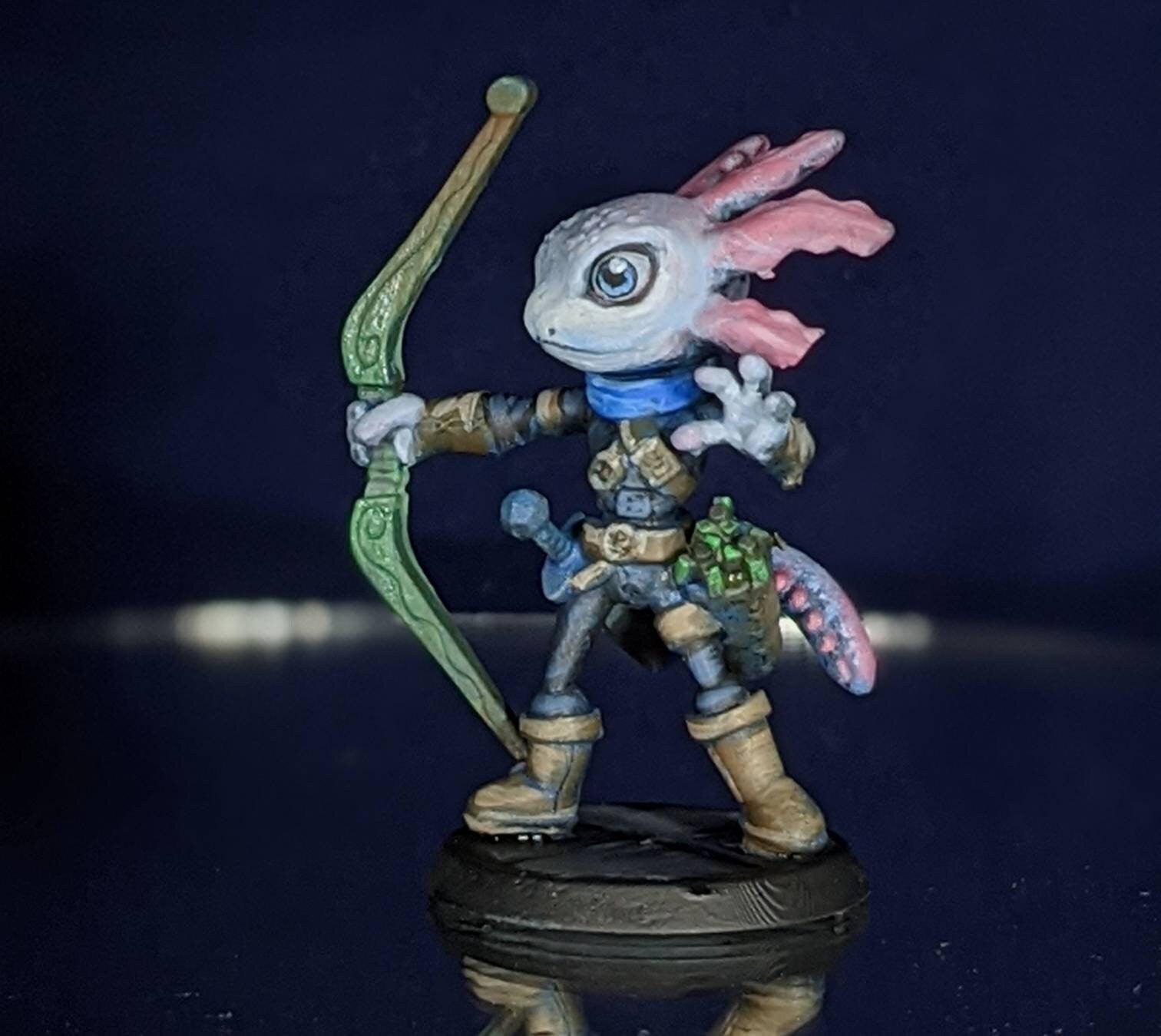 Axolotl Ranger Painted Model - Dice Heads Printed Miniatures | Dungeons & Dragons | Pathfinder | Tabletop