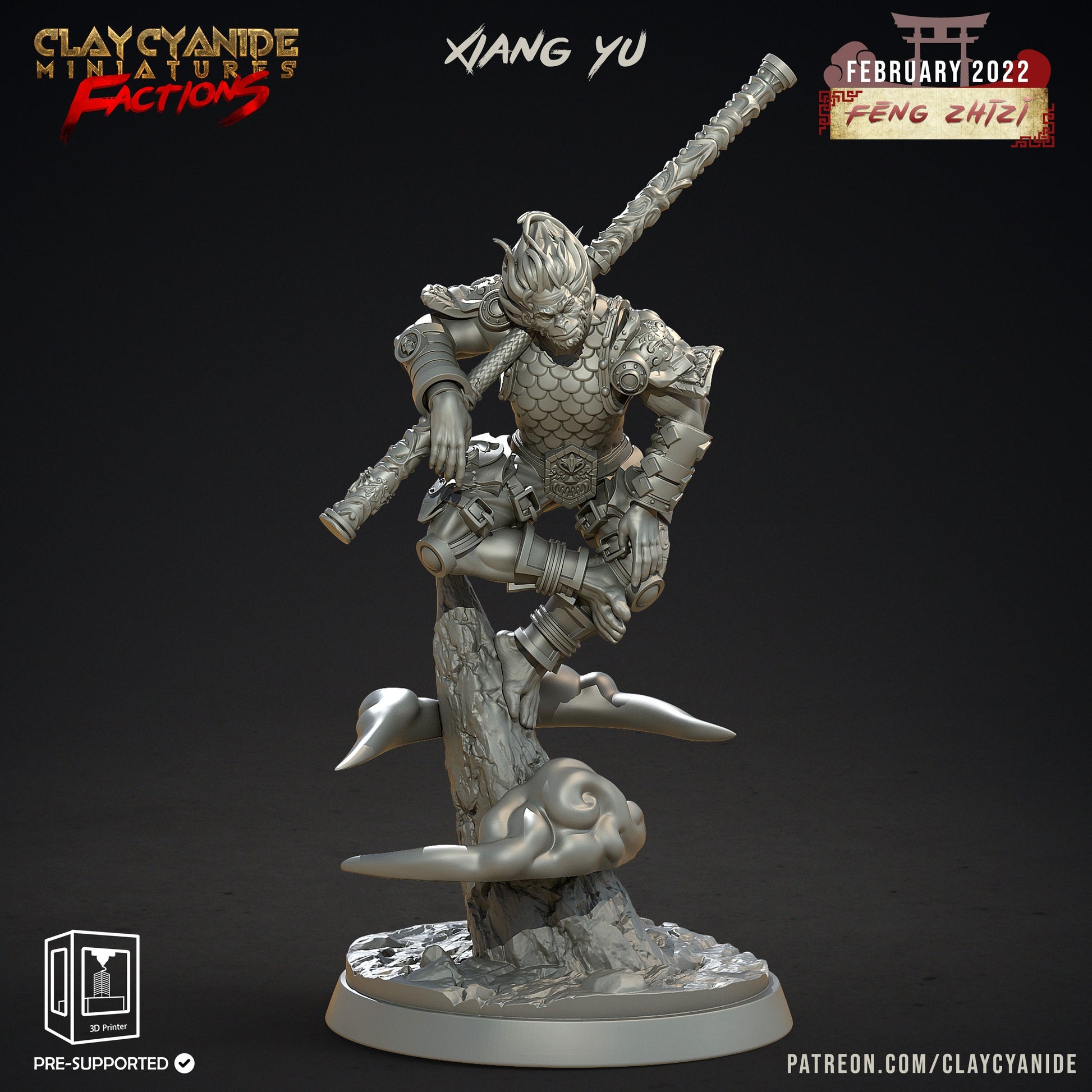 Xiang Yu - Clay Cyanide Printed Miniature | Dungeons & Dragons | Pathfinder | Tabletop