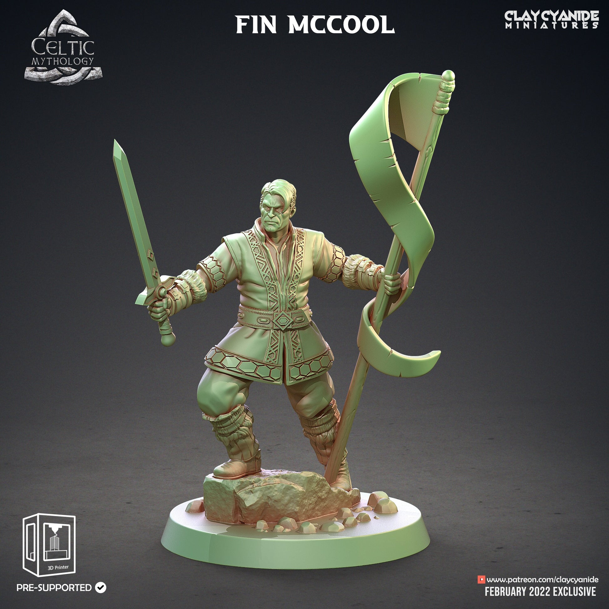 Fianna Warriors - Clay Cyanide Printed Miniature | Dungeons & Dragons | Pathfinder | Tabletop