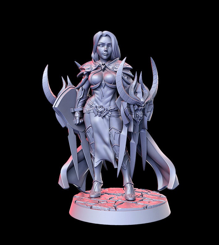 Sheah, Female Deathknight - RN Estudio Printed Miniature | Dungeons & Dragons | Pathfinder | Tabletop