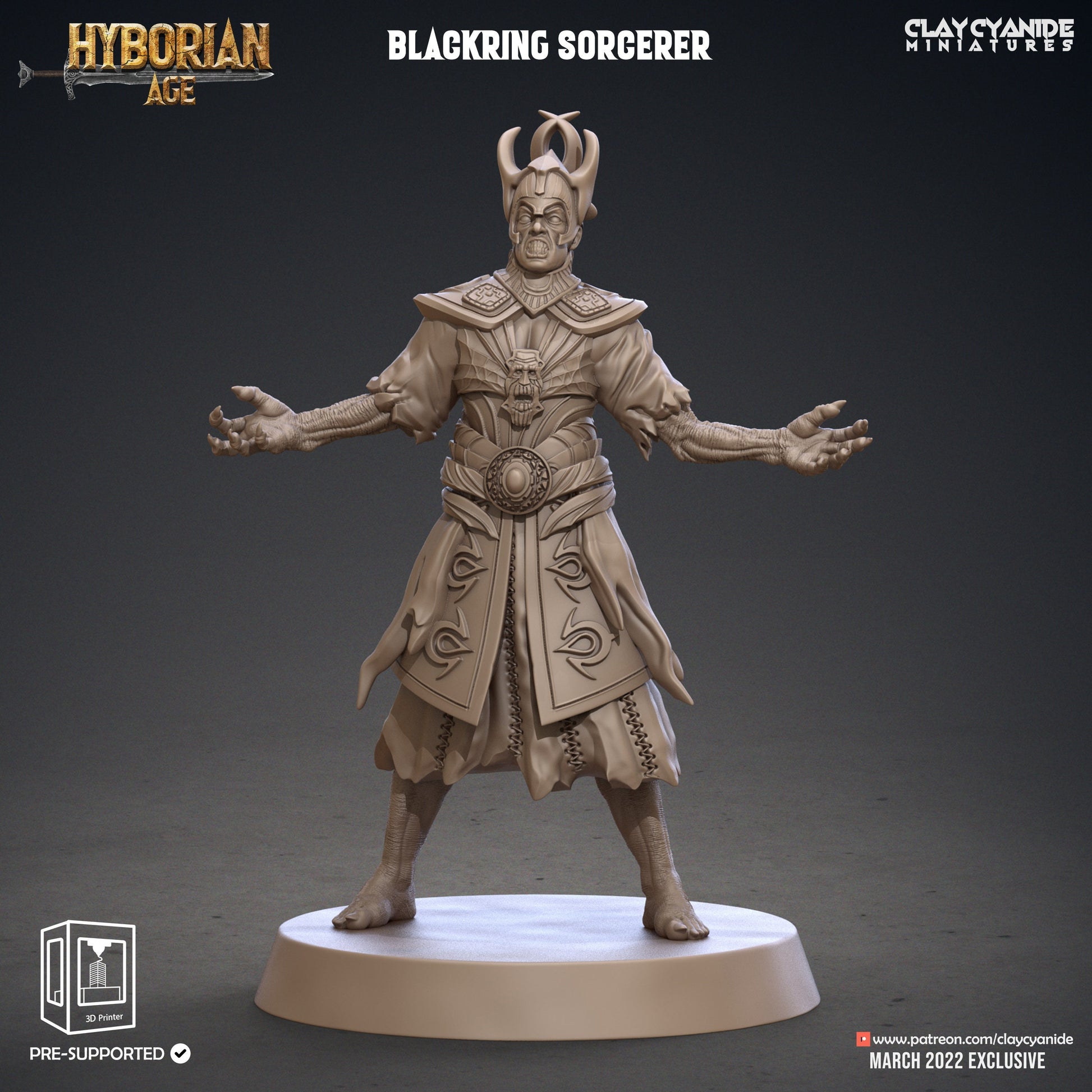 Black Ring Sorcerers - Clay Cyanide Printed Miniature | Dungeons & Dragons | Pathfinder | Tabletop