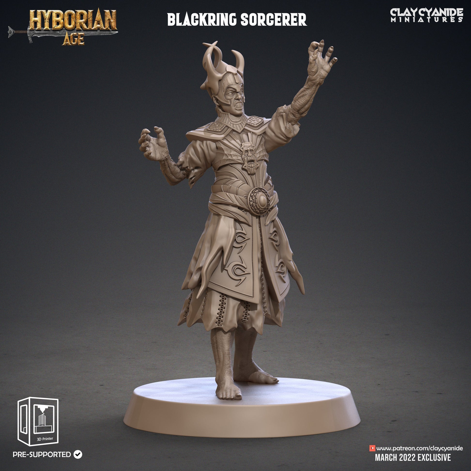 Black Ring Sorcerers - Clay Cyanide Printed Miniature | Dungeons & Dragons | Pathfinder | Tabletop