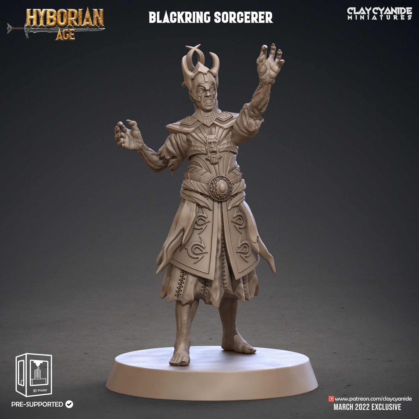 Black Ring Sorcerers - Clay Cyanide Printed Miniature | Dungeons & Dragons | Pathfinder | Tabletop