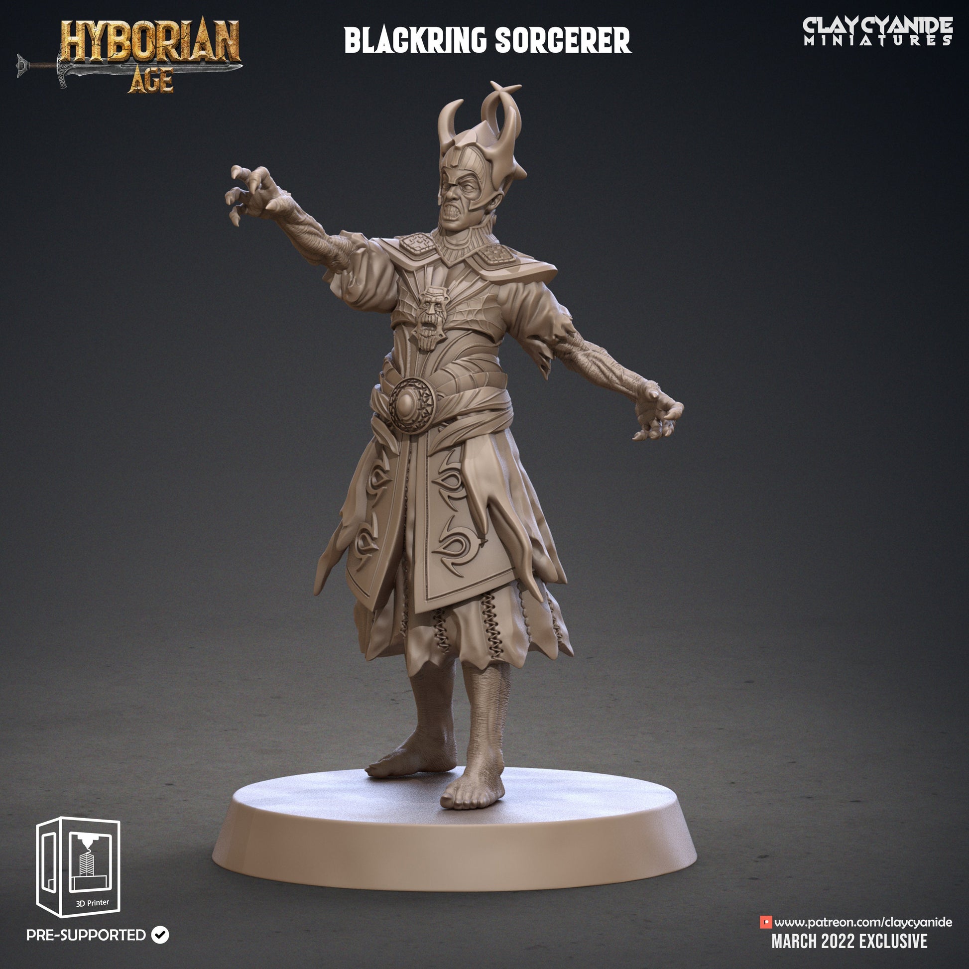 Black Ring Sorcerers - Clay Cyanide Printed Miniature | Dungeons & Dragons | Pathfinder | Tabletop