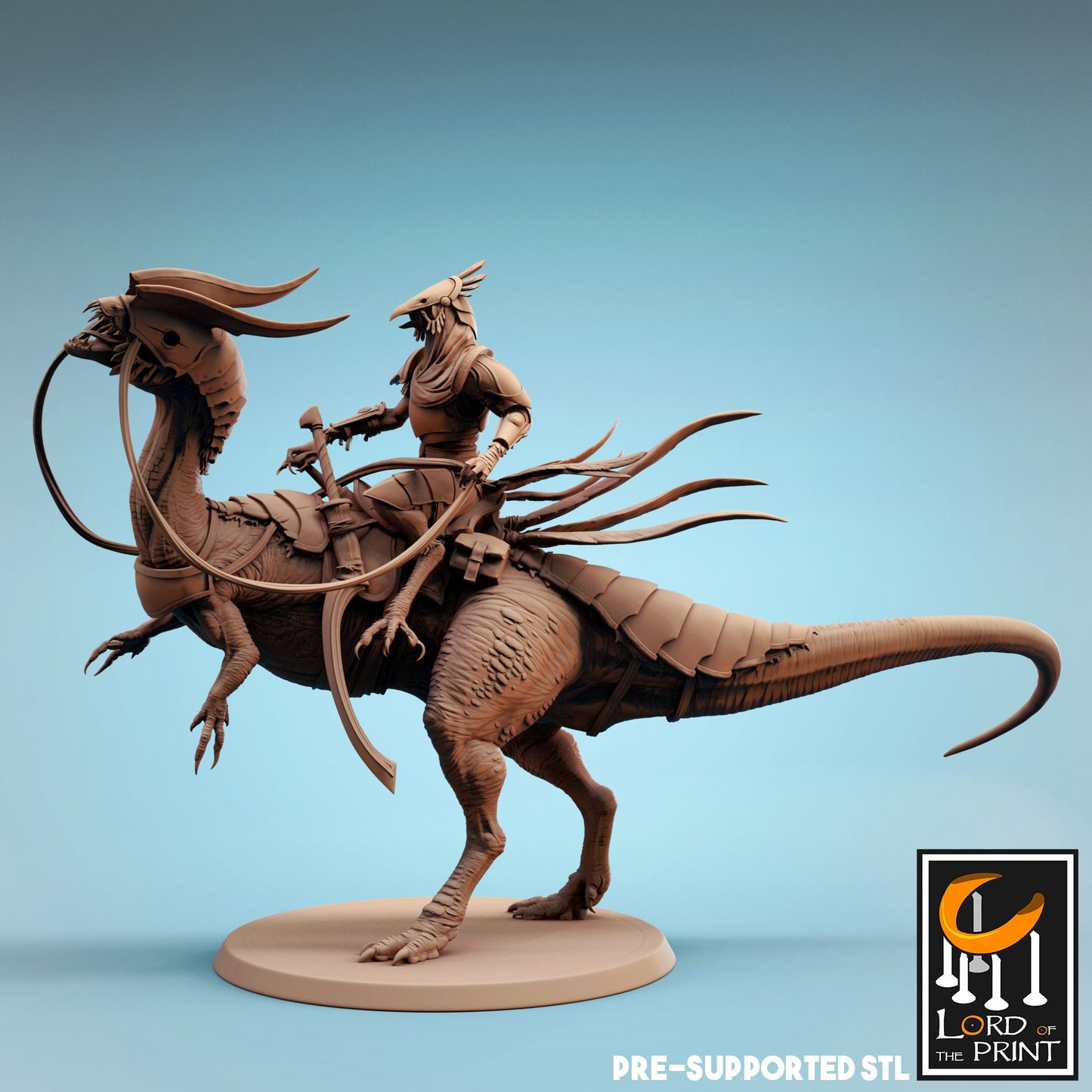 Kenku Dilophosaurus Rider - Lord of the Print Miniature | Dungeons & Dragons | Pathfinder | Tabletop