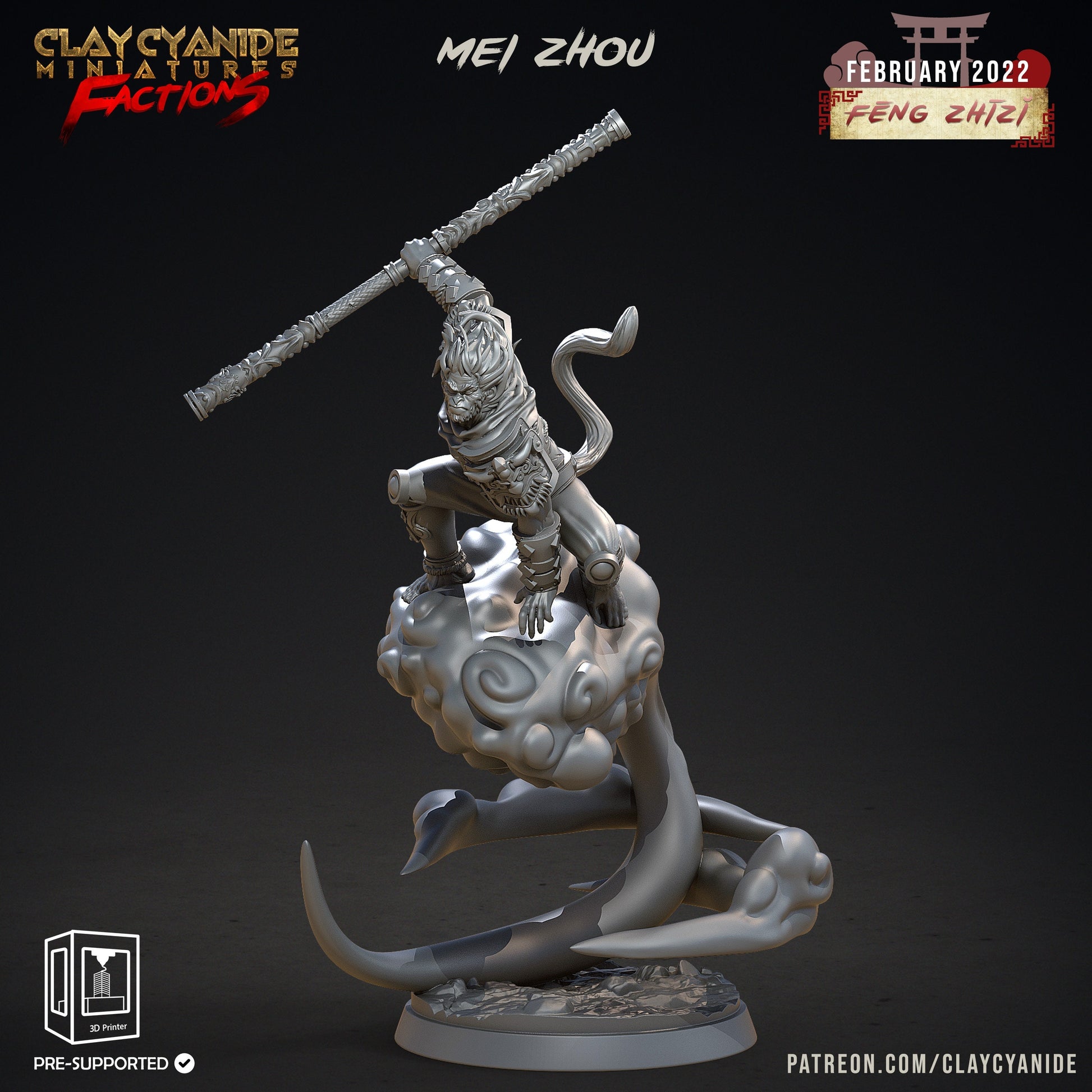 Mei Zhou - Clay Cyanide Printed Miniature | Dungeons & Dragons | Pathfinder | Tabletop