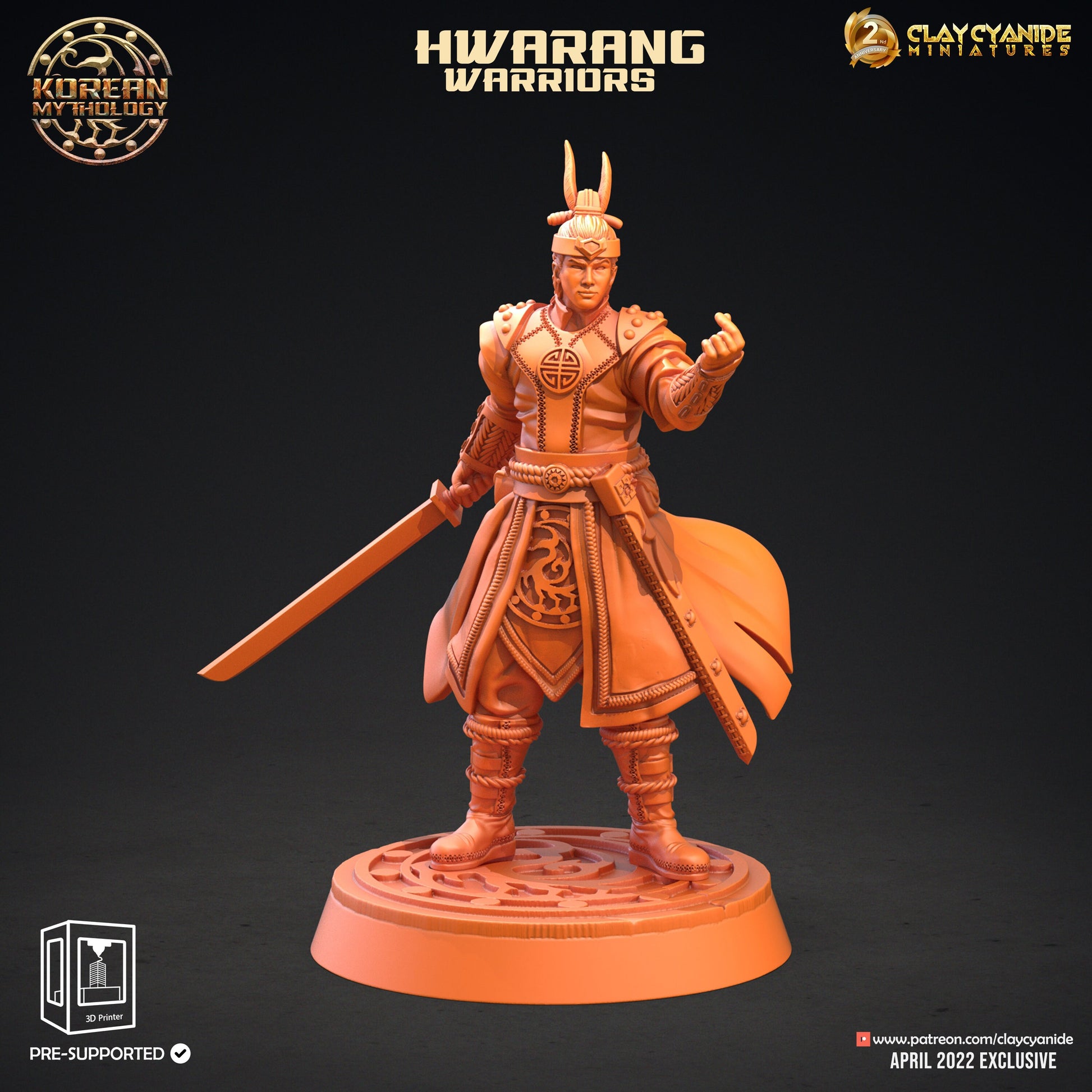 Hwarang Warriors - Clay Cyanide Printed Miniature | Dungeons & Dragons | Pathfinder | Tabletop