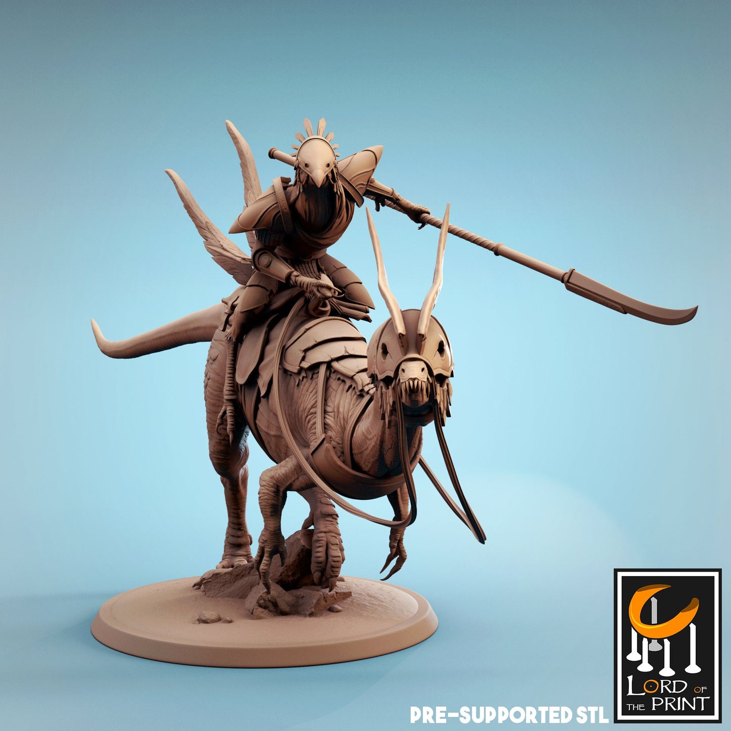 Kenku Dilophosaurus Rider - Lord of the Print Miniature | Dungeons & Dragons | Pathfinder | Tabletop