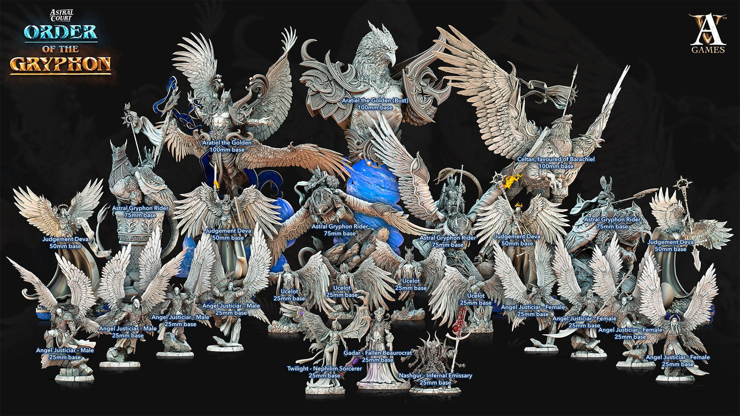 Astral Gryphon Rider - Archvillain Games Printed Miniature | Dungeons & Dragons | Pathfinder | Tabletop