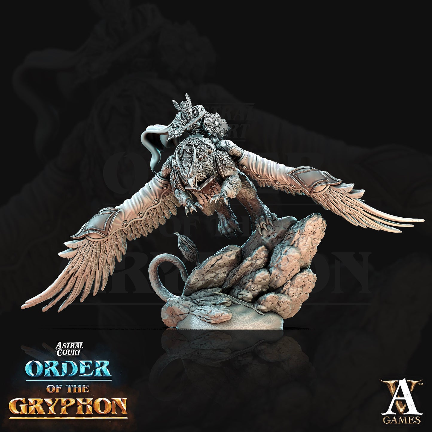 Astral Gryphon Rider - Archvillain Games Printed Miniature | Dungeons & Dragons | Pathfinder | Tabletop
