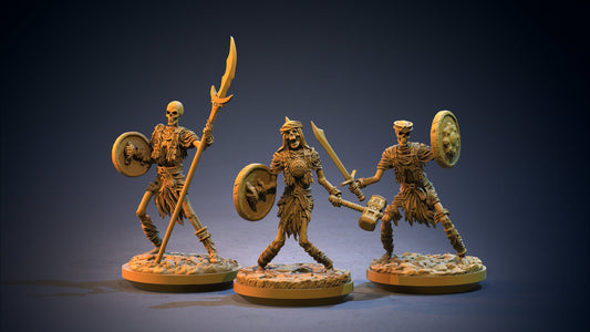 Skeleton Warriors - Clay Cyanide Printed Miniature | Dungeons & Dragons | Pathfinder | Tabletop