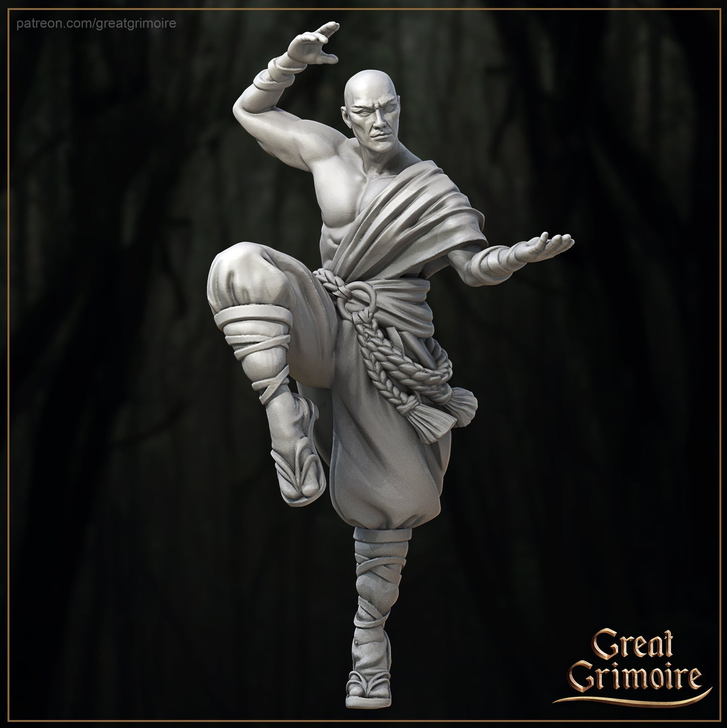 Exiled Monk - Great Grimoire Printed Miniature | Dungeons & Dragons | Pathfinder | Tabletop