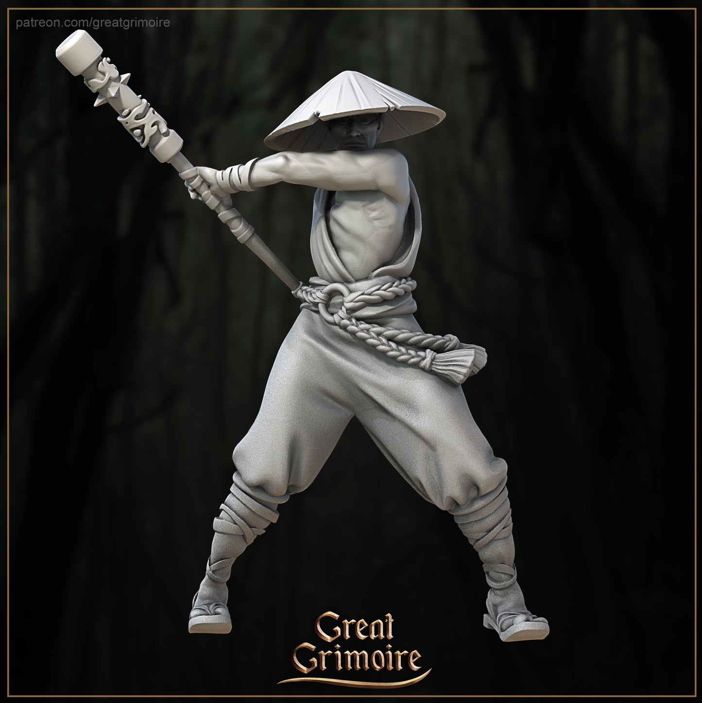 Exiled Monk - Great Grimoire Printed Miniature | Dungeons & Dragons | Pathfinder | Tabletop