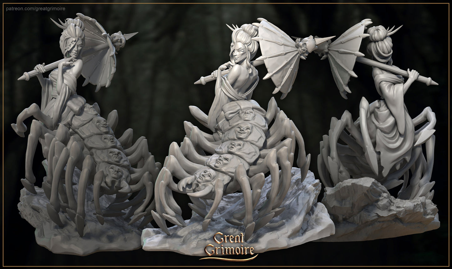 Jorogumo, Unmasker of Faces - Great Grimoire Printed Miniature | Dungeons & Dragons | Pathfinder | Tabletop