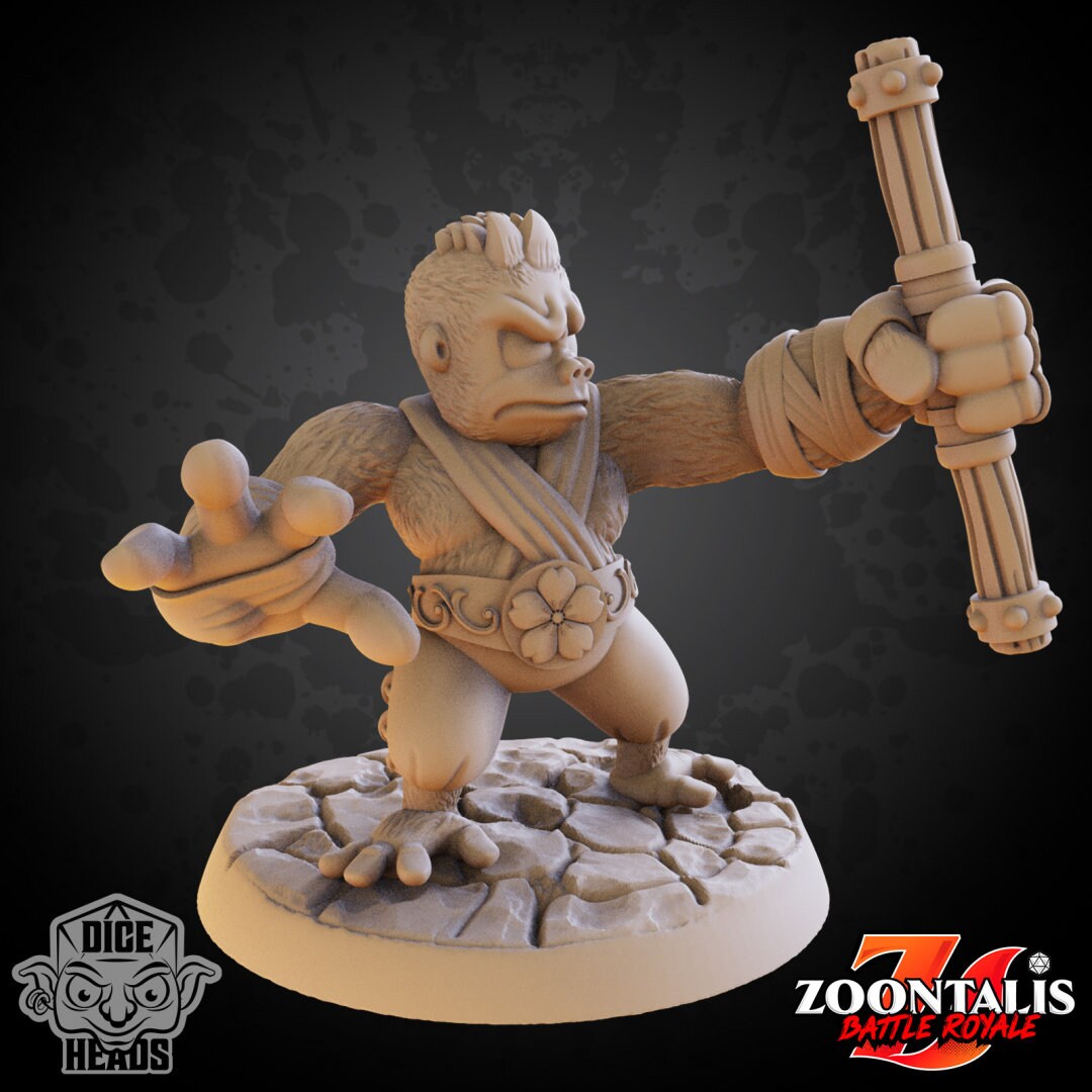 Gorilla Monk - Dice Heads Printed Miniatures | Dungeons & Dragons | Pathfinder | Tabletop