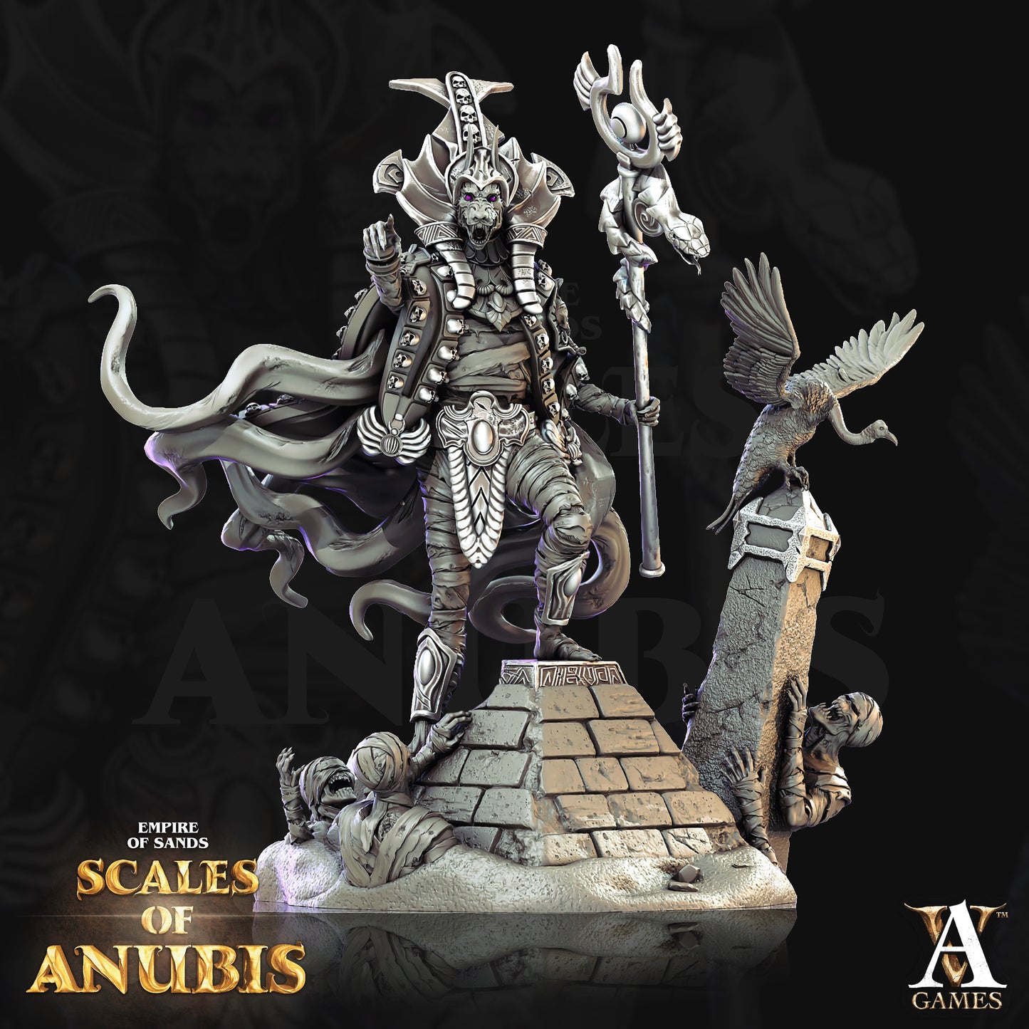 Anubian Priest - Archvillain Games Printed Miniature | Dungeons & Dragons | Pathfinder | Tabletop