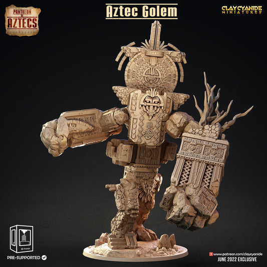 Aztec Golem - Clay Cyanide Printed Miniature | Dungeons & Dragons | Pathfinder | Tabletop