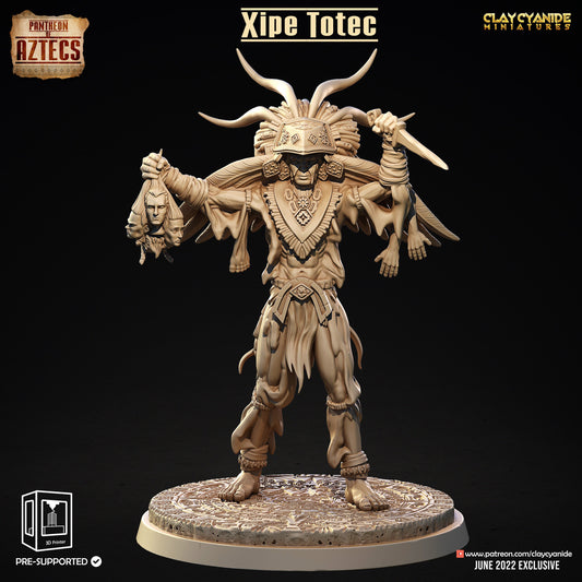 Xipe Totec - Clay Cyanide Printed Miniature | Dungeons & Dragons | Pathfinder | Tabletop