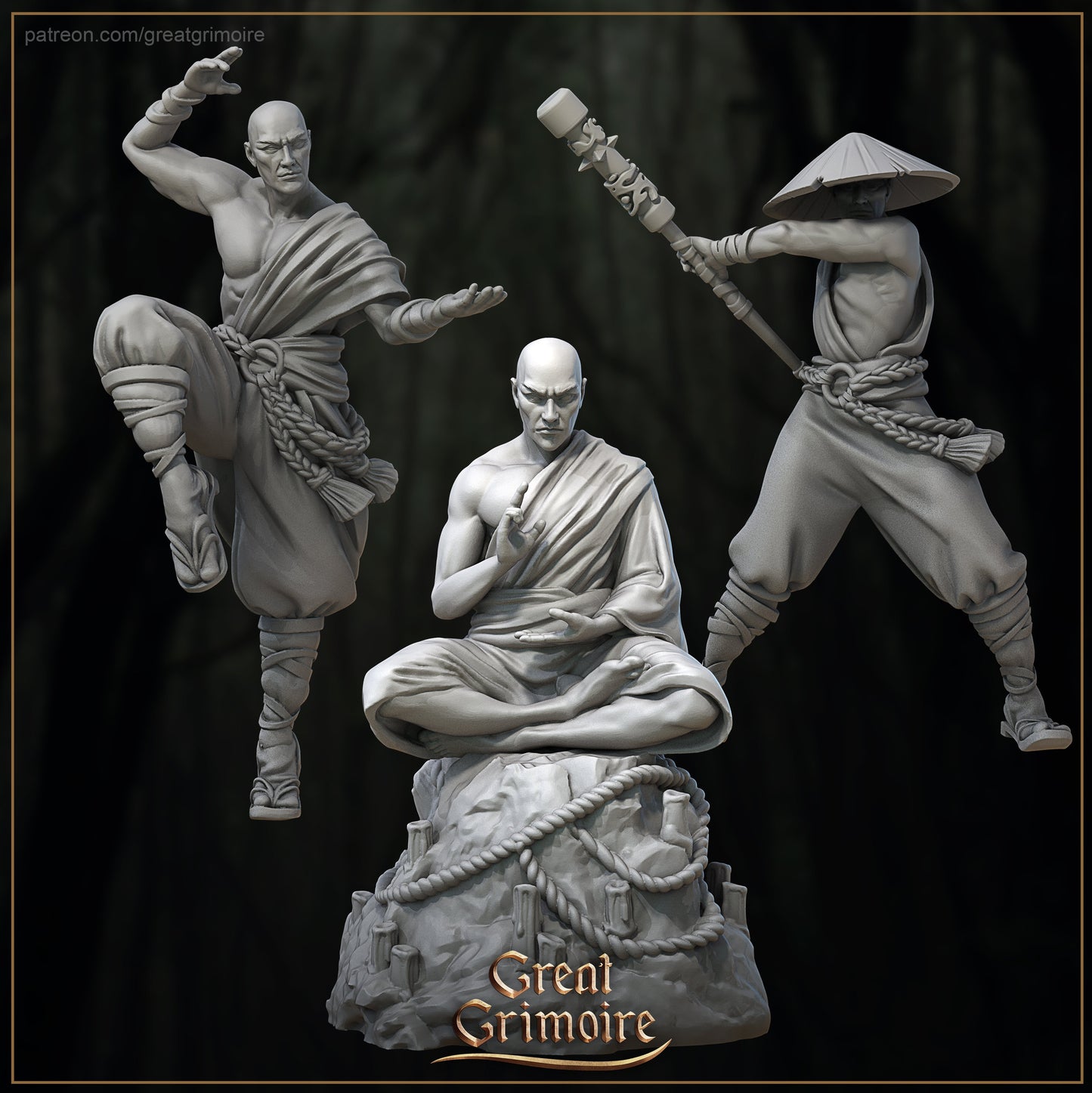 Exiled Monk - Great Grimoire Printed Miniature | Dungeons & Dragons | Pathfinder | Tabletop