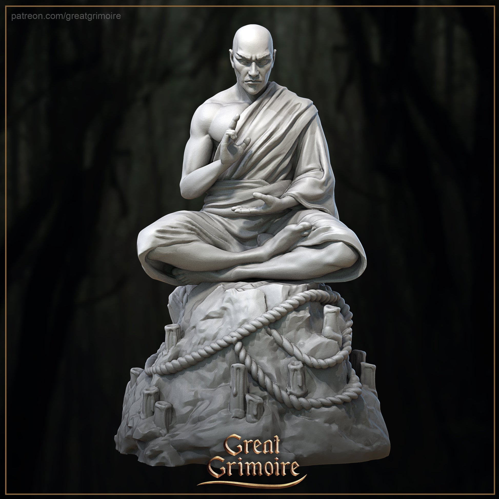 Exiled Monk - Great Grimoire Printed Miniature | Dungeons & Dragons | Pathfinder | Tabletop