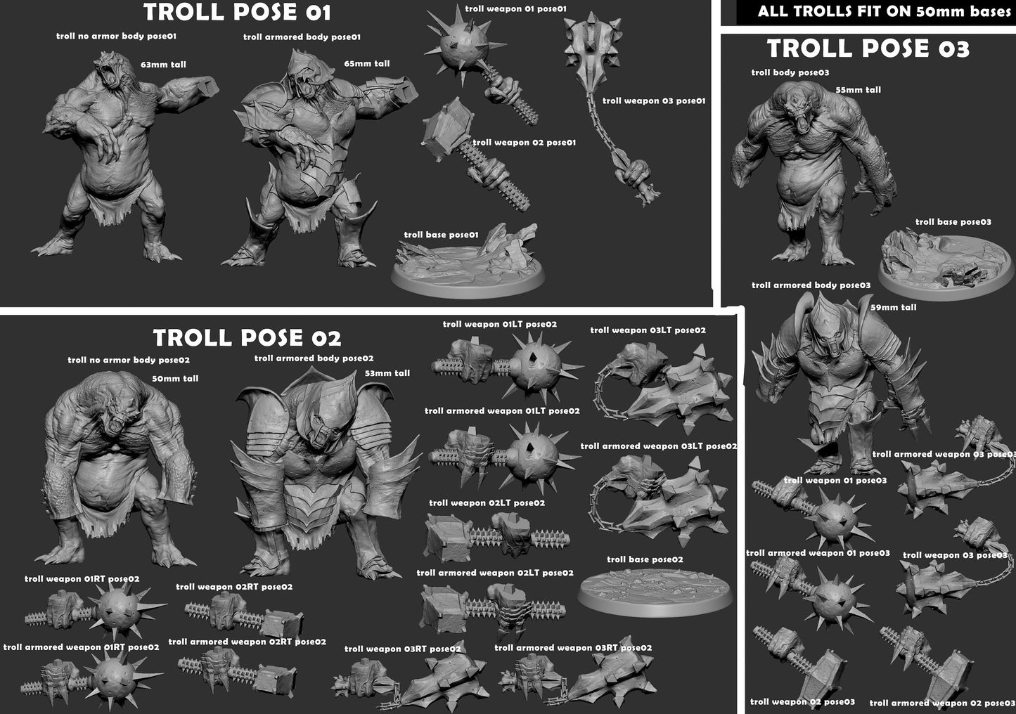 Armored Troll - Mini Monster Mayhem Printed Miniature | Dungeons & Dragons | Pathfinder | Tabletop