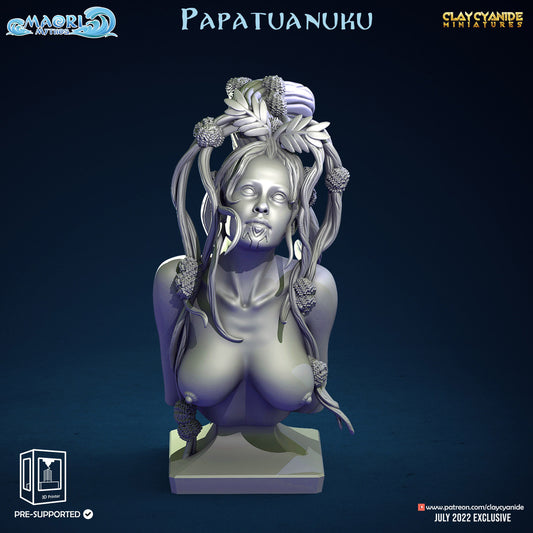 Papatuanuka Bust - Clay Cyanide Printed Model | Dungeons & Dragons | Pathfinder | Tabletop