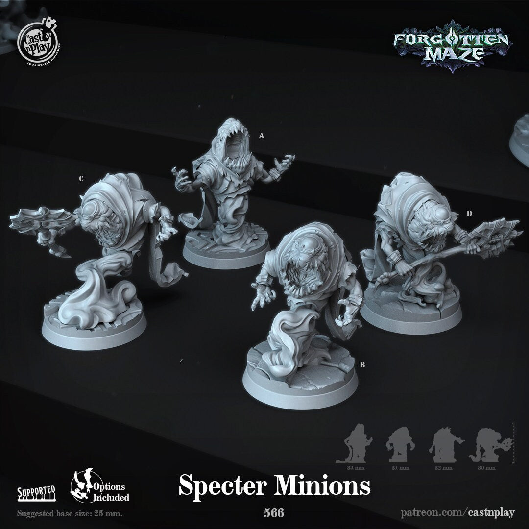 Specter Minions - 4 Cast n Play Printed Miniatures | Dungeons & Dragons | Pathfinder | Tabletop