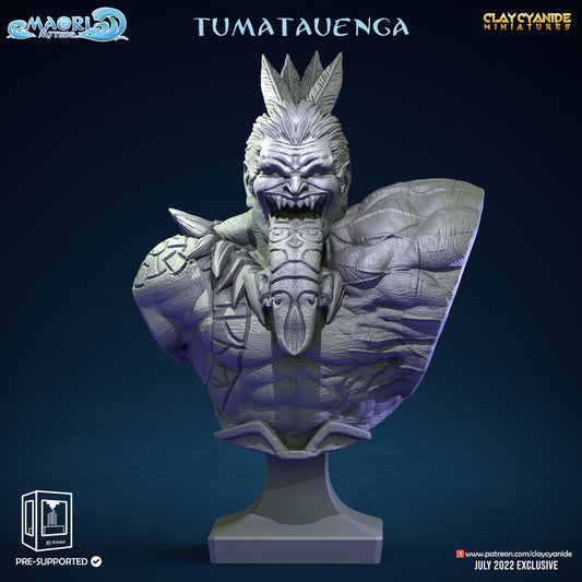 Tumatauenga Bust - Clay Cyanide Printed Model | Dungeons & Dragons | Pathfinder | Tabletop