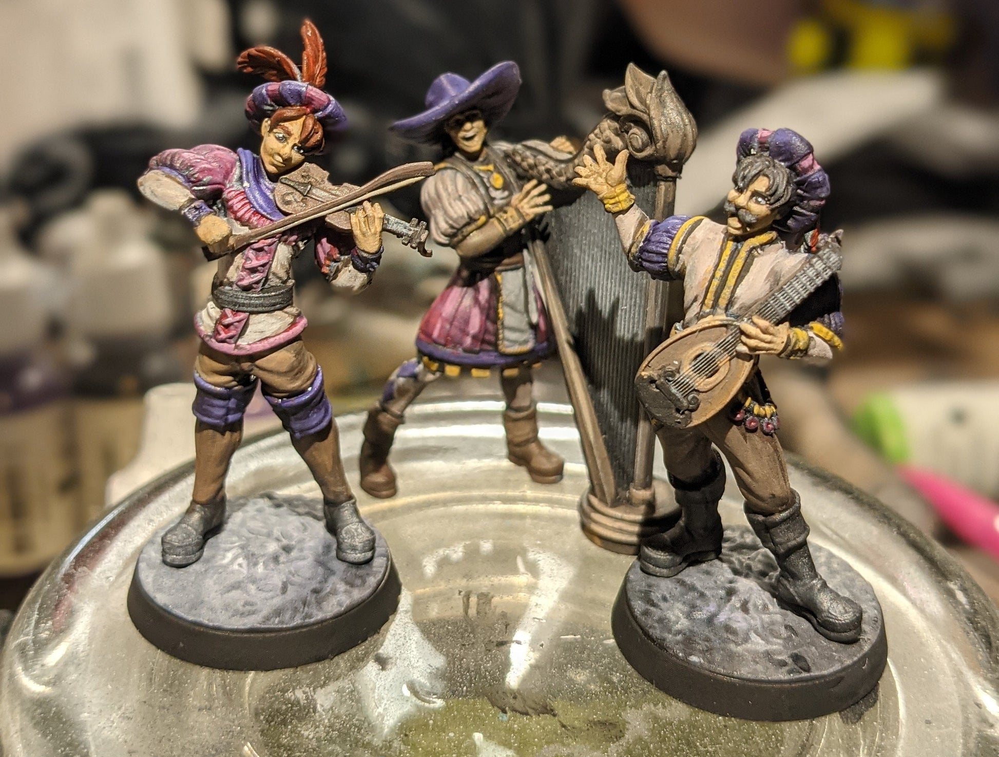 Musicians Townsfolk Painted Models - 3 Cast n Play Printed Miniatures | Dungeons & Dragons | Pathfinder | Tabletop