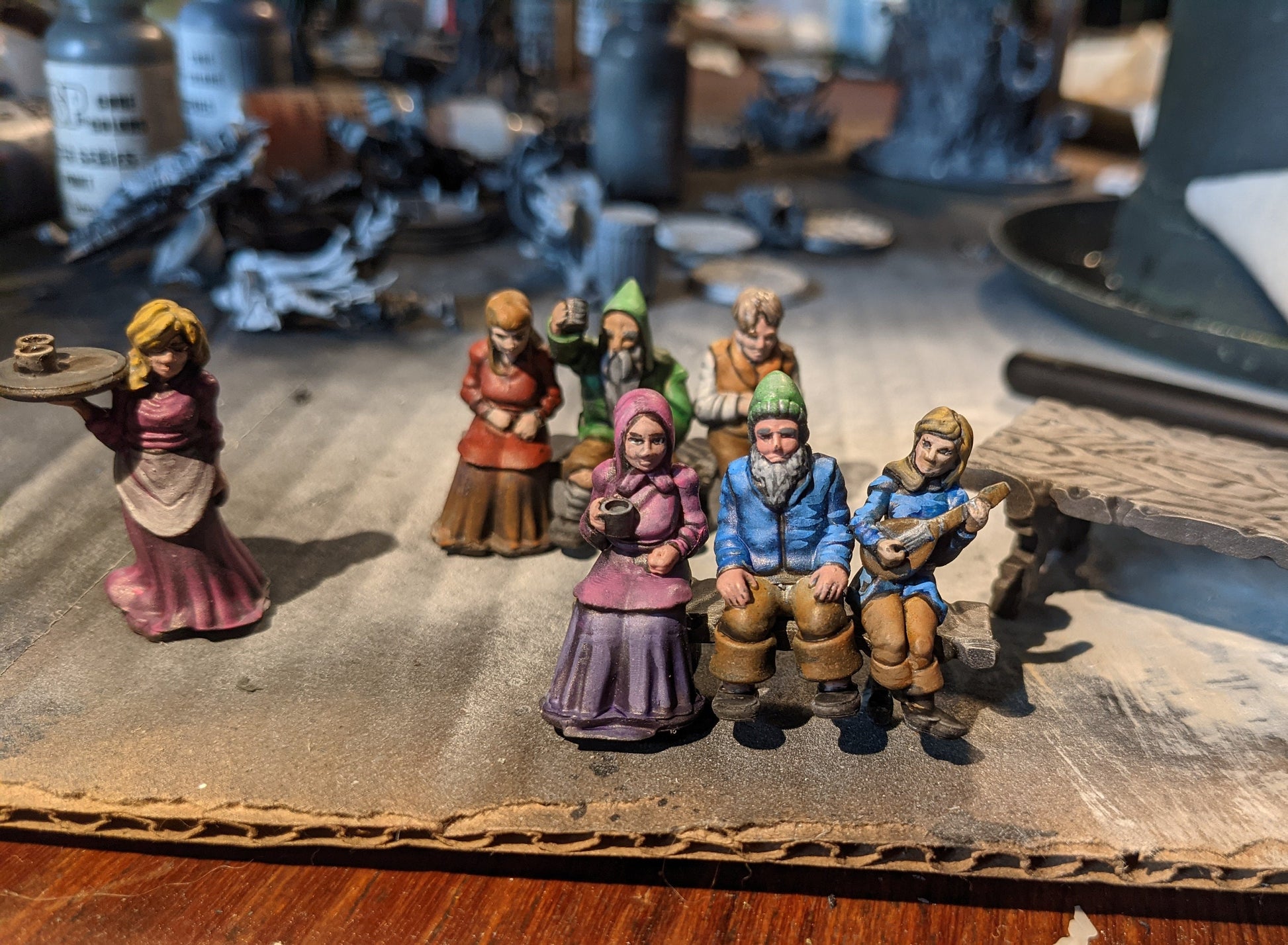 Tavern Patrons Painted Models - Ill Gotten Games Printed Miniature | Dungeons & Dragons | Pathfinder | Tabletop