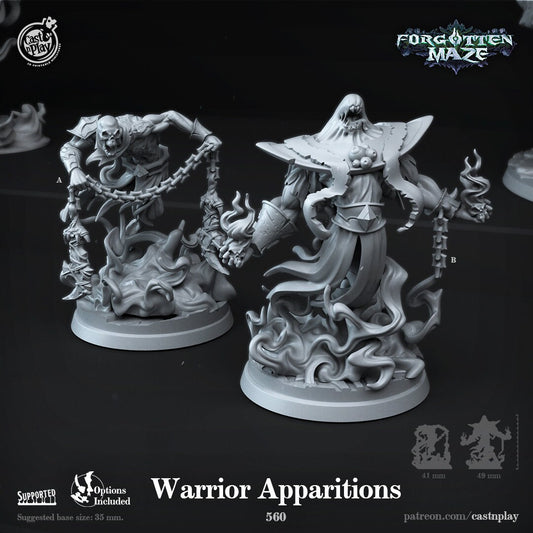 Warrior Apparitions - 2 Cast n Play Printed Miniatures | Dungeons & Dragons | Pathfinder | Tabletop