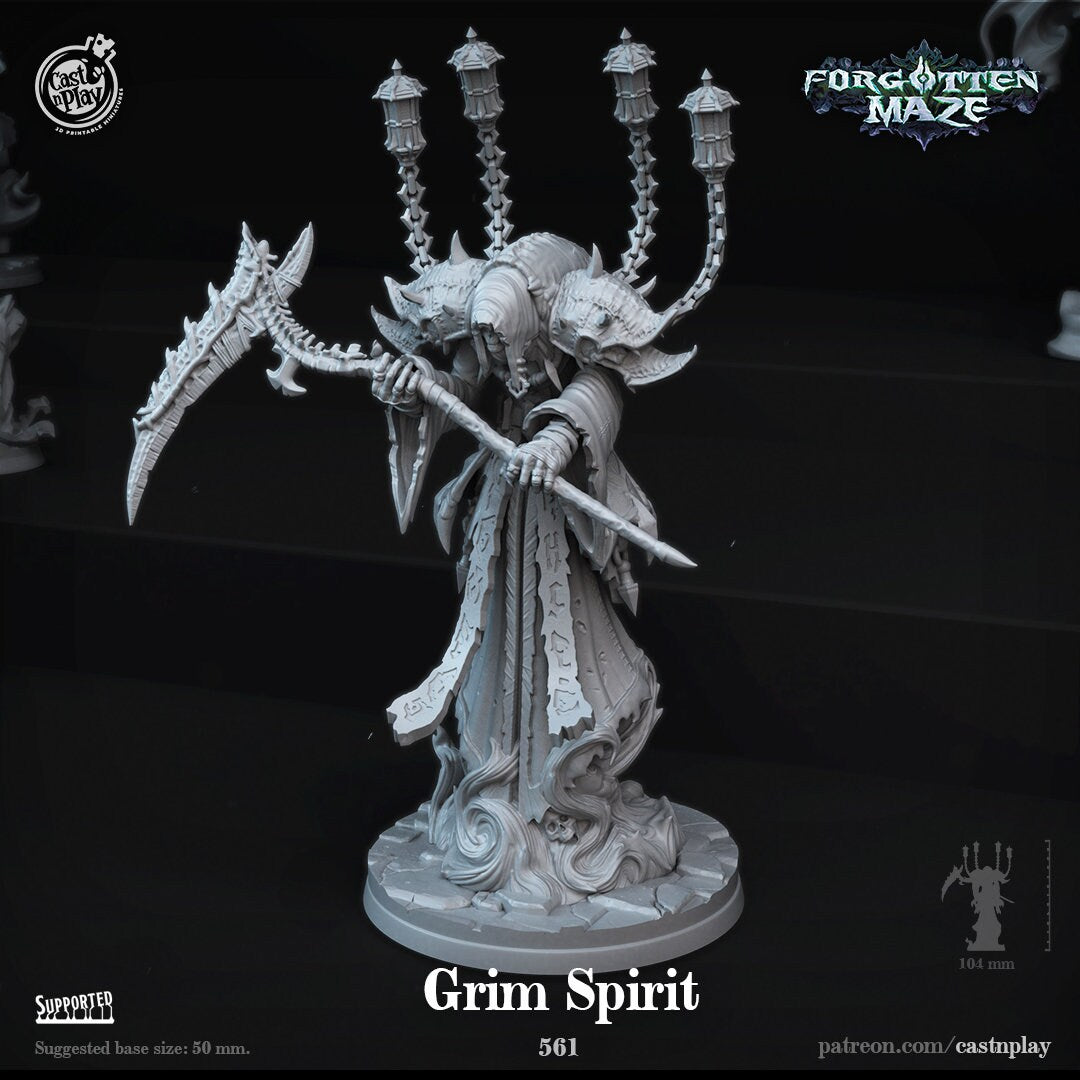 Grim Spirit - Cast n Play Printed Miniature | Dungeons & Dragons | Pathfinder | Tabletop