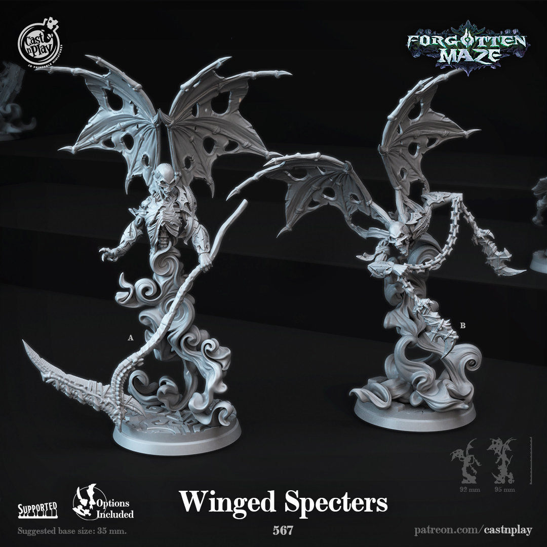 Winged Specters - 2 Cast n Play Printed Miniatures | Dungeons & Dragons | Pathfinder | Tabletop