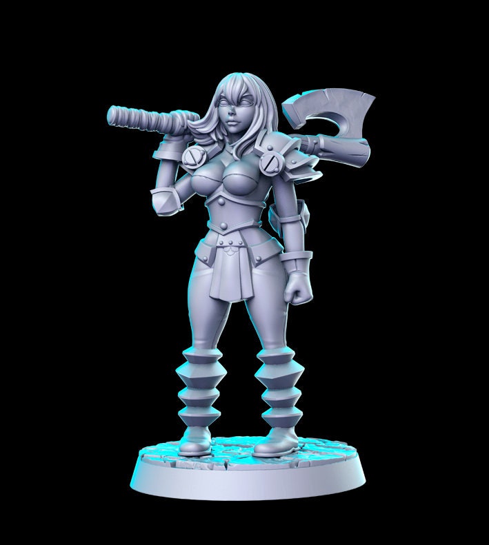 Chaos 3, Female Barbarian - RN Estudio Printed Miniature | Dungeons & Dragons | Pathfinder | Tabletop