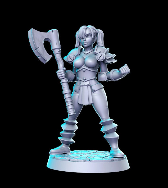 Chaos 4, Female Barbarian - RN Estudio Printed Miniature | Dungeons & Dragons | Pathfinder | Tabletop