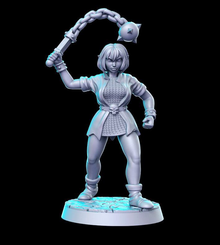 Female Half Orc Warrior - RN Estudio Printed Miniature | Dungeons & Dragons | Pathfinder | Tabletop