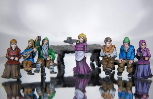 Tavern Patrons Painted Models - Ill Gotten Games Printed Miniature | Dungeons & Dragons | Pathfinder | Tabletop