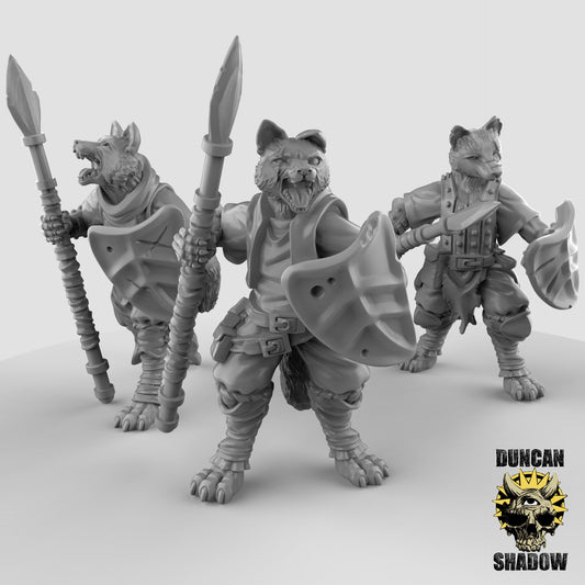 Fox Folk Spearman - Duncan Shadow Printed Miniature | Dungeons & Dragons | Pathfinder | Tabletop