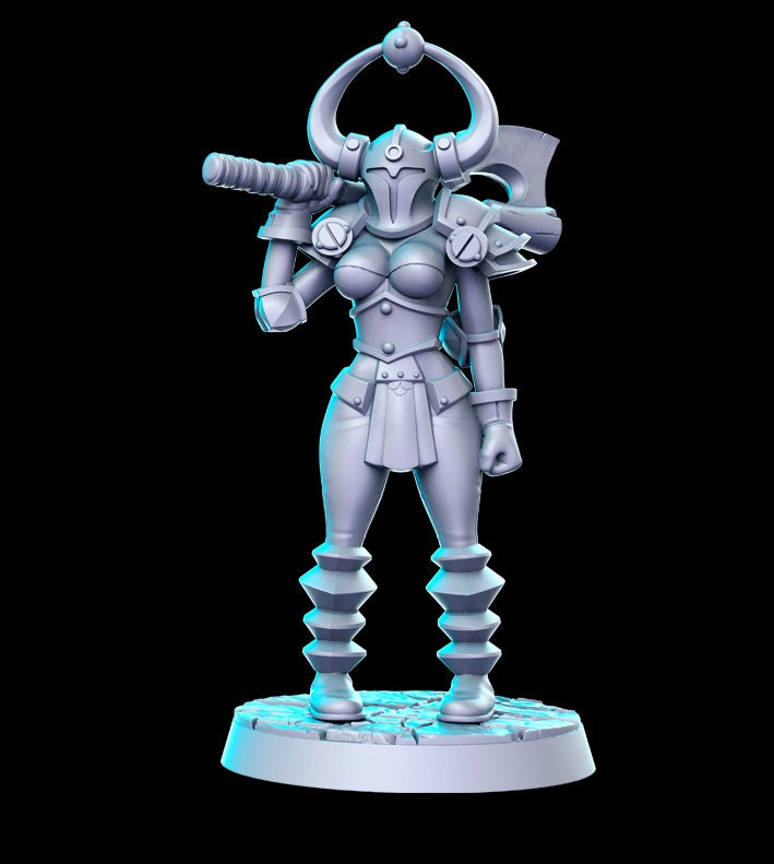 Chaos 3, Female Barbarian - RN Estudio Printed Miniature | Dungeons & Dragons | Pathfinder | Tabletop