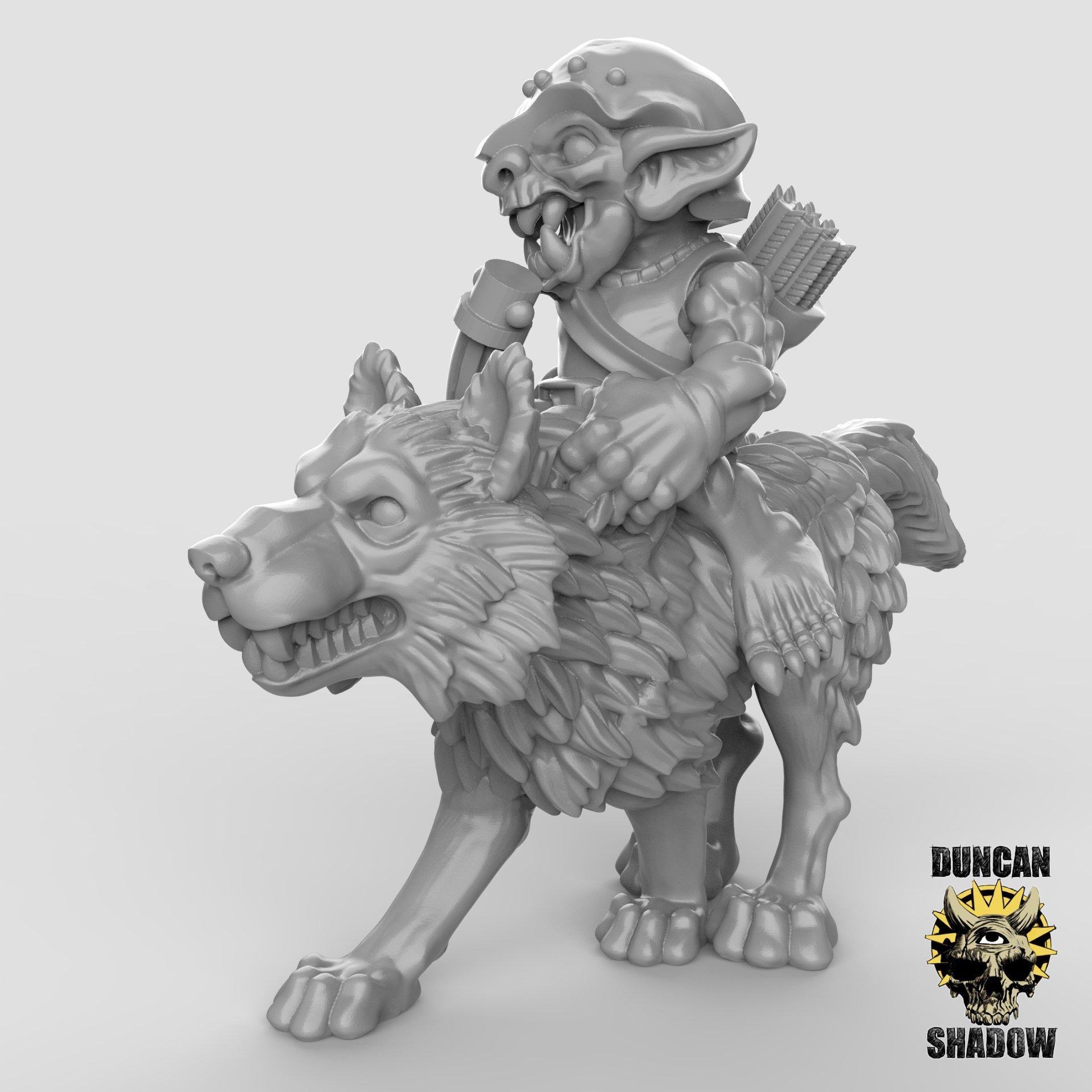 Goblin Wolf Rider Archers - 3 Duncan Shadow Printed Miniatures | Dungeons & Dragons | Pathfinder | Tabletop