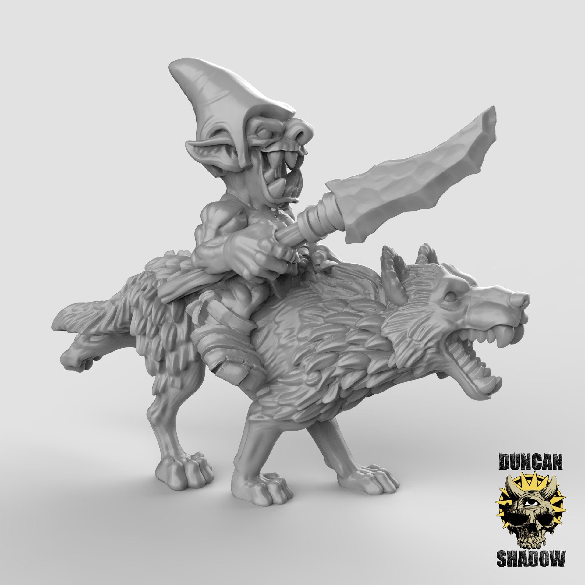 Goblin Wolf Riders - 3 Duncan Shadow Printed Miniatures | Dungeons & Dragons | Pathfinder | Tabletop