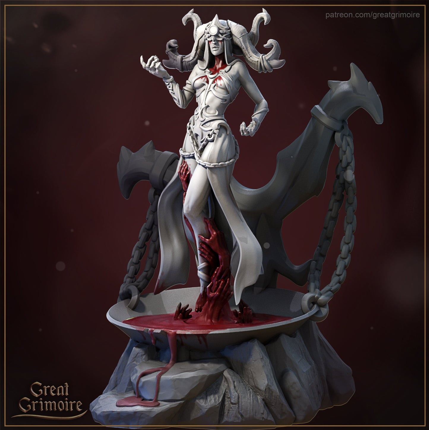 Scarlett, the Blood Witch Painted Model - Great Grimoire Printed Miniature | Dungeons & Dragons | Pathfinder | Tabletop