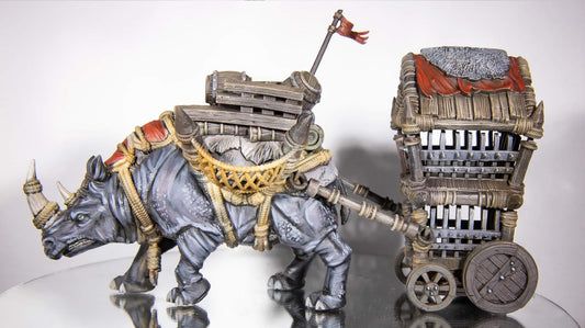 Caravan Rhino Painted Model - Cast n Play Printed Miniature | Dungeons & Dragons | Pathfinder | Tabletop