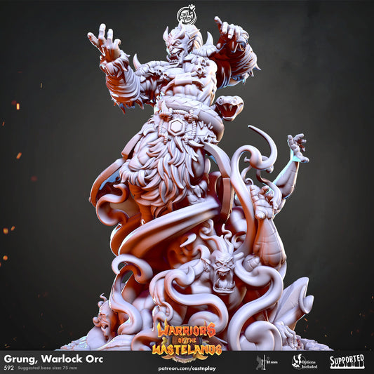 Grung, Orc Warlock - Cast n Play Printed Miniature | Dungeons & Dragons | Pathfinder | Tabletop