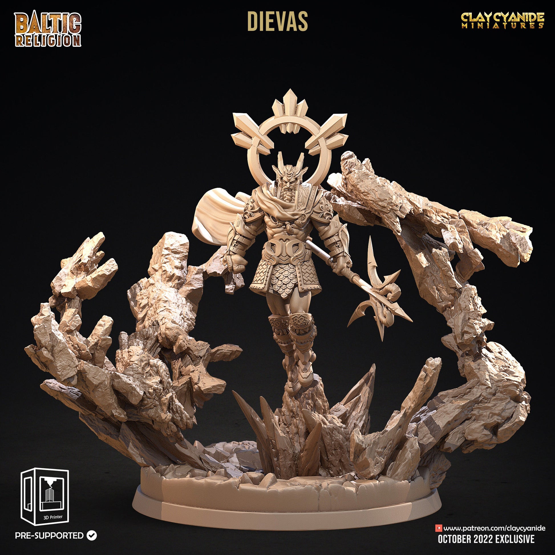 Dievas - Clay Cyanide Printed Model | Dungeons & Dragons | Pathfinder | Tabletop