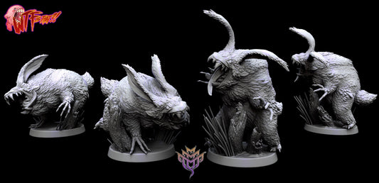 Cottontail Menaces - 5 Mini Monster Mayhem Printed Miniatures | Dungeons & Dragons | Pathfinder | Tabletop