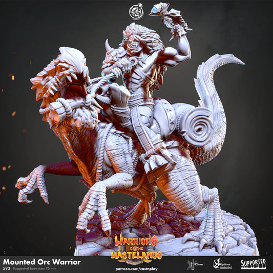 Mounted Warrior Orc - Cast n Play Printed Miniature | Dungeons & Dragons | Pathfinder | Tabletop