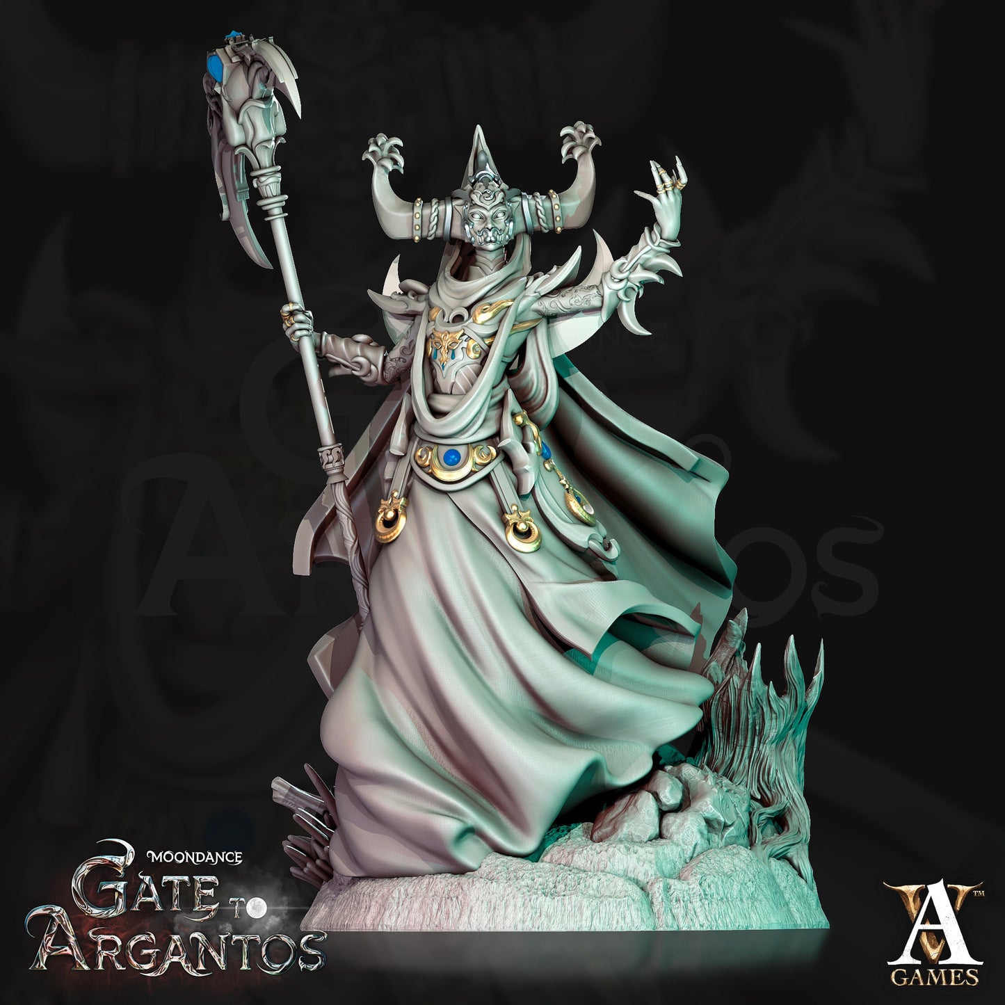 Mage of the Crescent - Archvillain Games Printed Miniatures | Dungeons & Dragons | Pathfinder | Tabletop