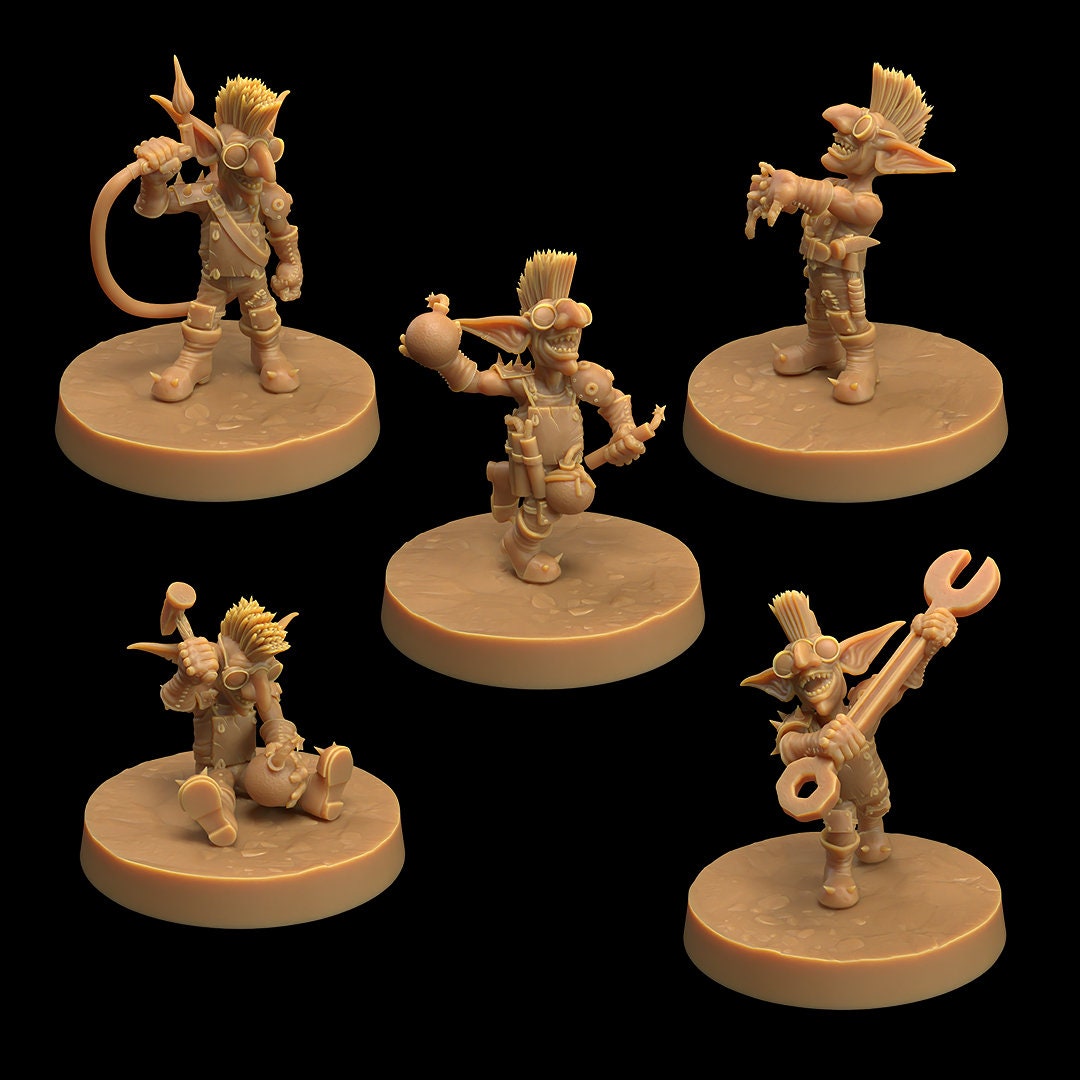 Goblin Scrappers - 5 The Dragon Trapper's Lodge Printed Miniatures | Dungeons & Dragons | Pathfinder | Tabletop